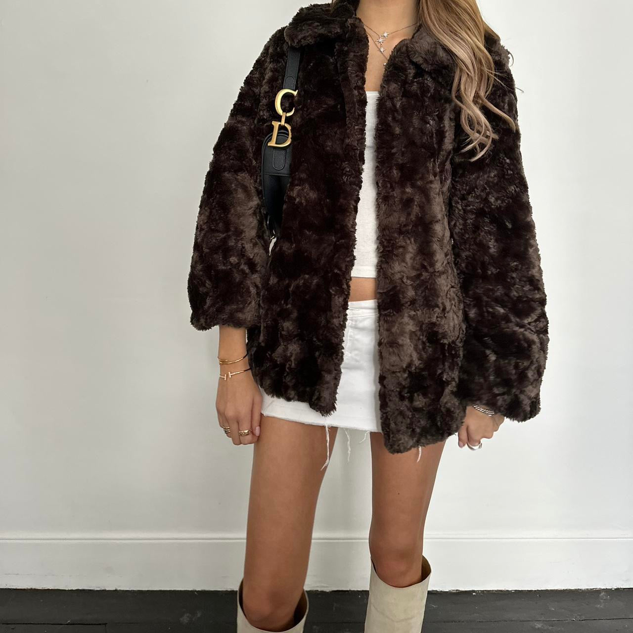 Vintage 2000’s brown faux fur jacket