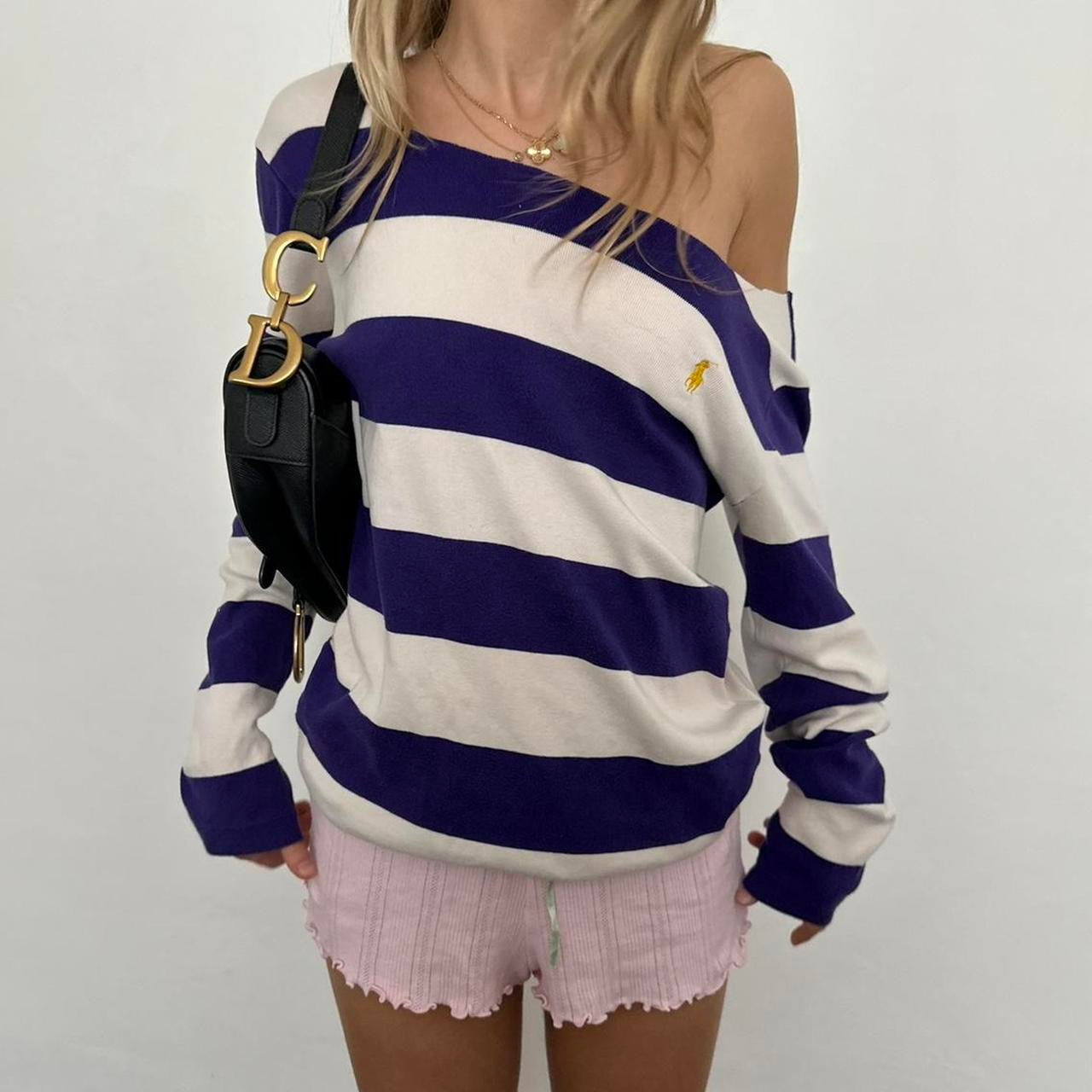 Vintage 90’s Ralph Lauren purple stripe long sleeve top
