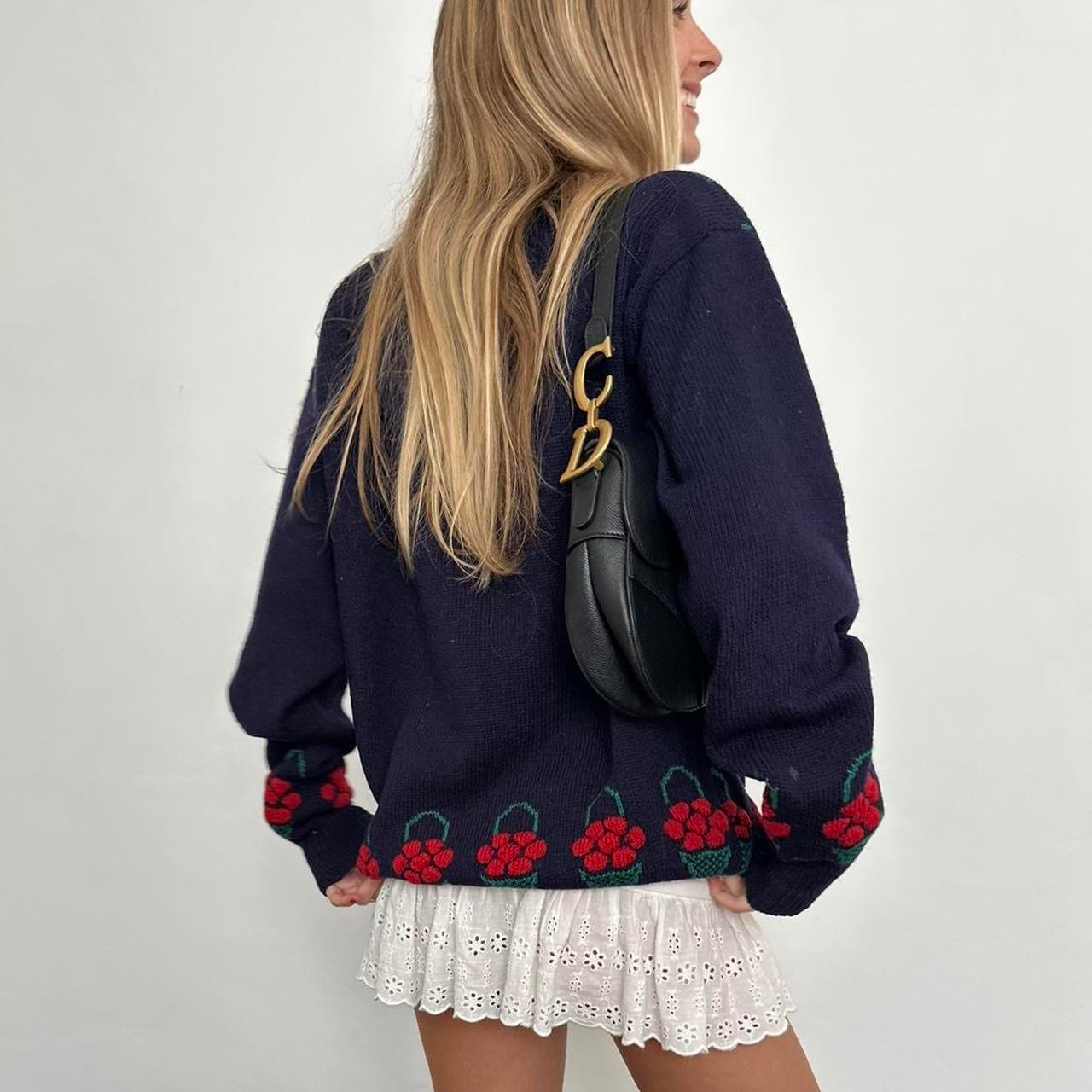 Vintage 90โs fruit basket knit cardigan ๐๐งบ