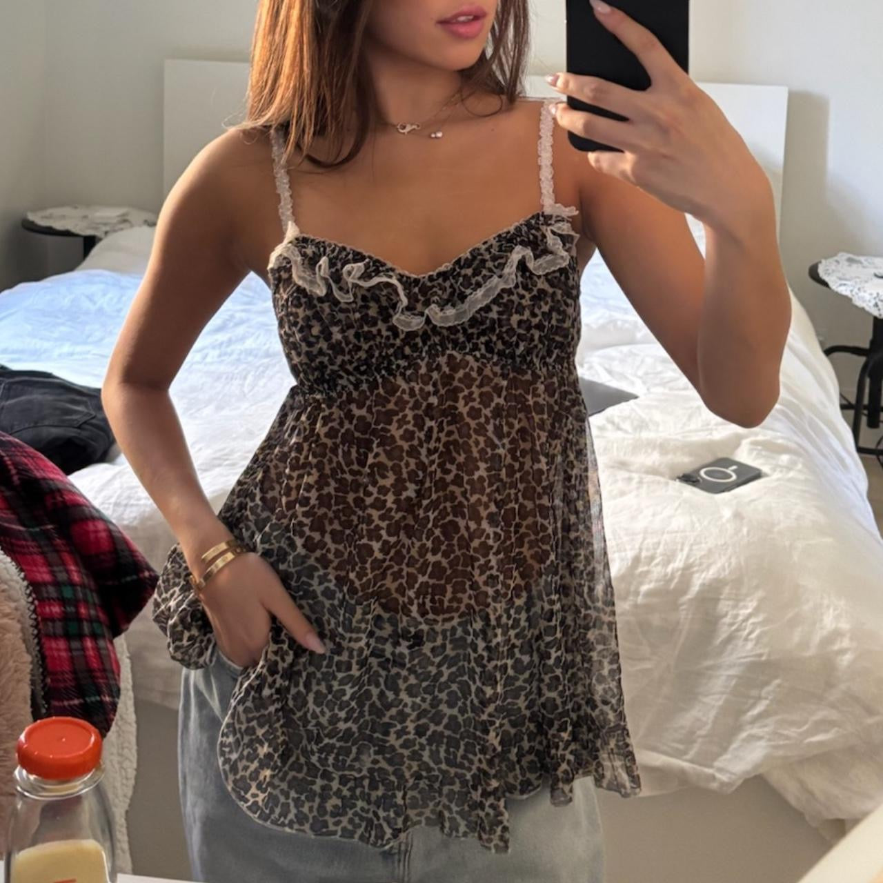 Vintage 90’s Victoria’s Secret leopard babydoll top