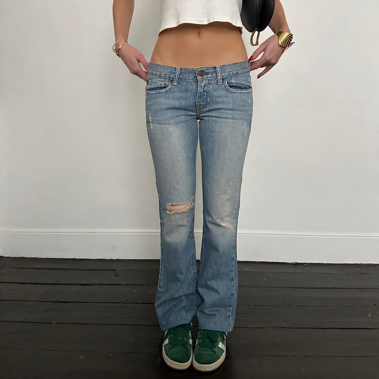 Vintage 2000’s Abercrombie and Fitch low waist blue distressed jeans
