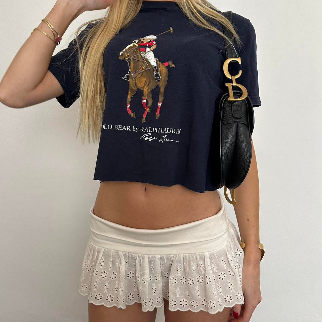 Vintage Ralph Lauren navy polo horse baby tee