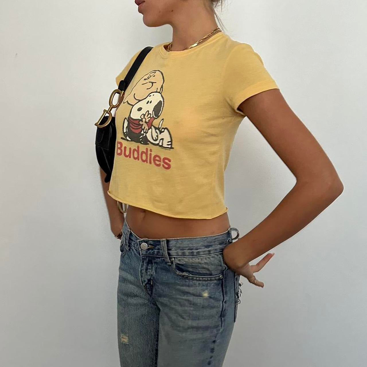 Vintage yellow snoopy graphic pink baby tee