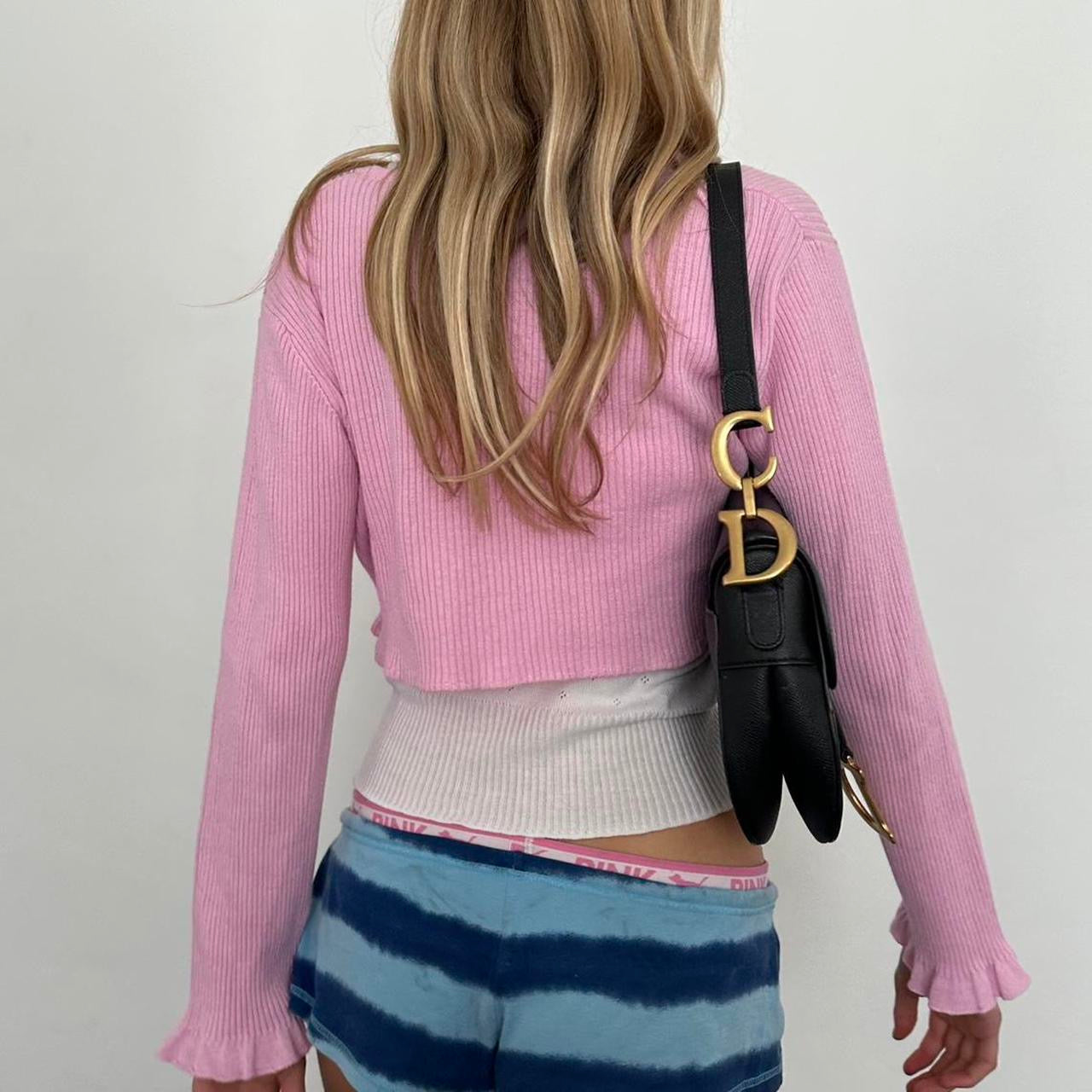 Vintage pink cropped layering cardigan top
