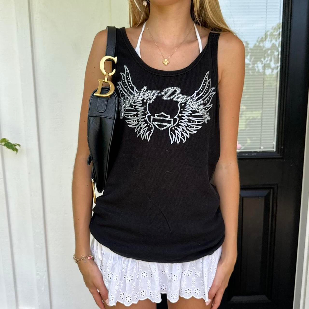 Vintage Harley Davidson black cami top