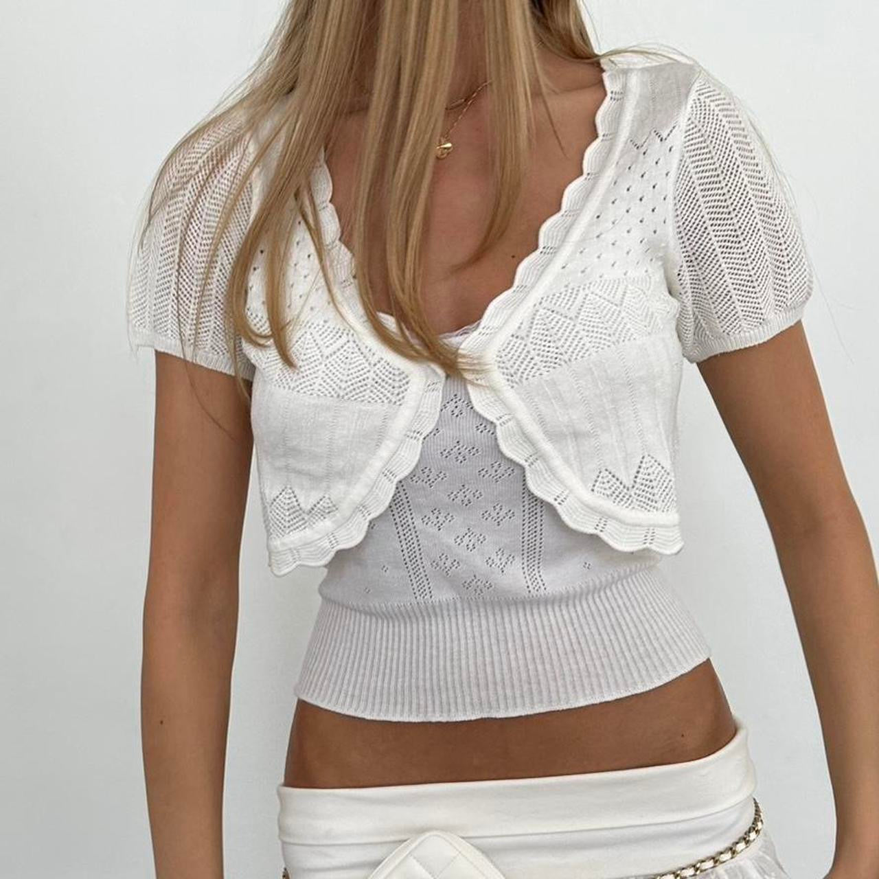 Vintage white delicate layering cardigan