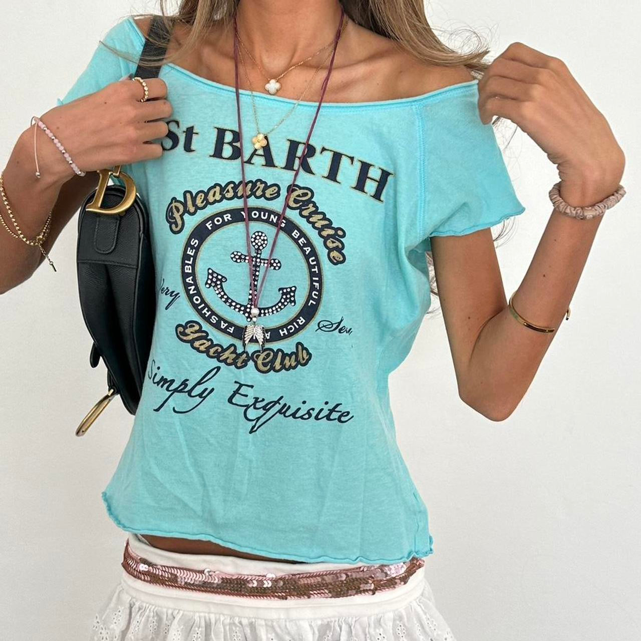 Vintage 90s Victoria’s Secret St Barth yacht club off the shoulder tee