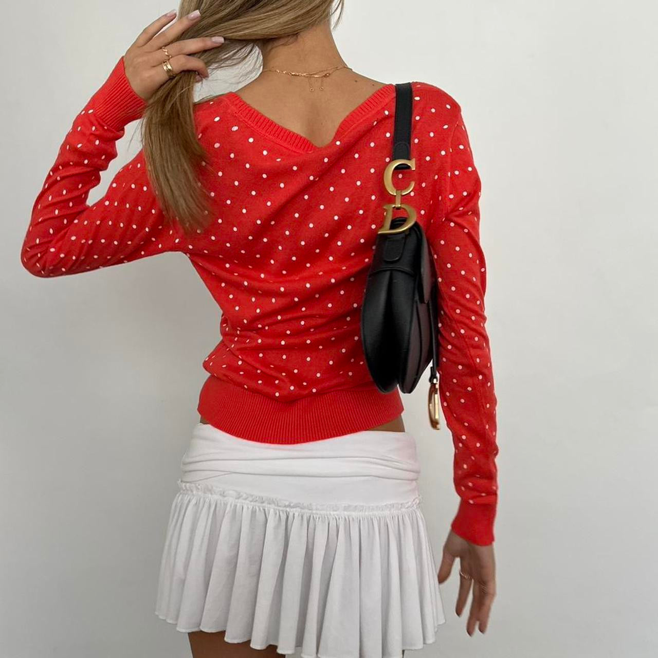 Vintage 90’s red polka dot cardigan top