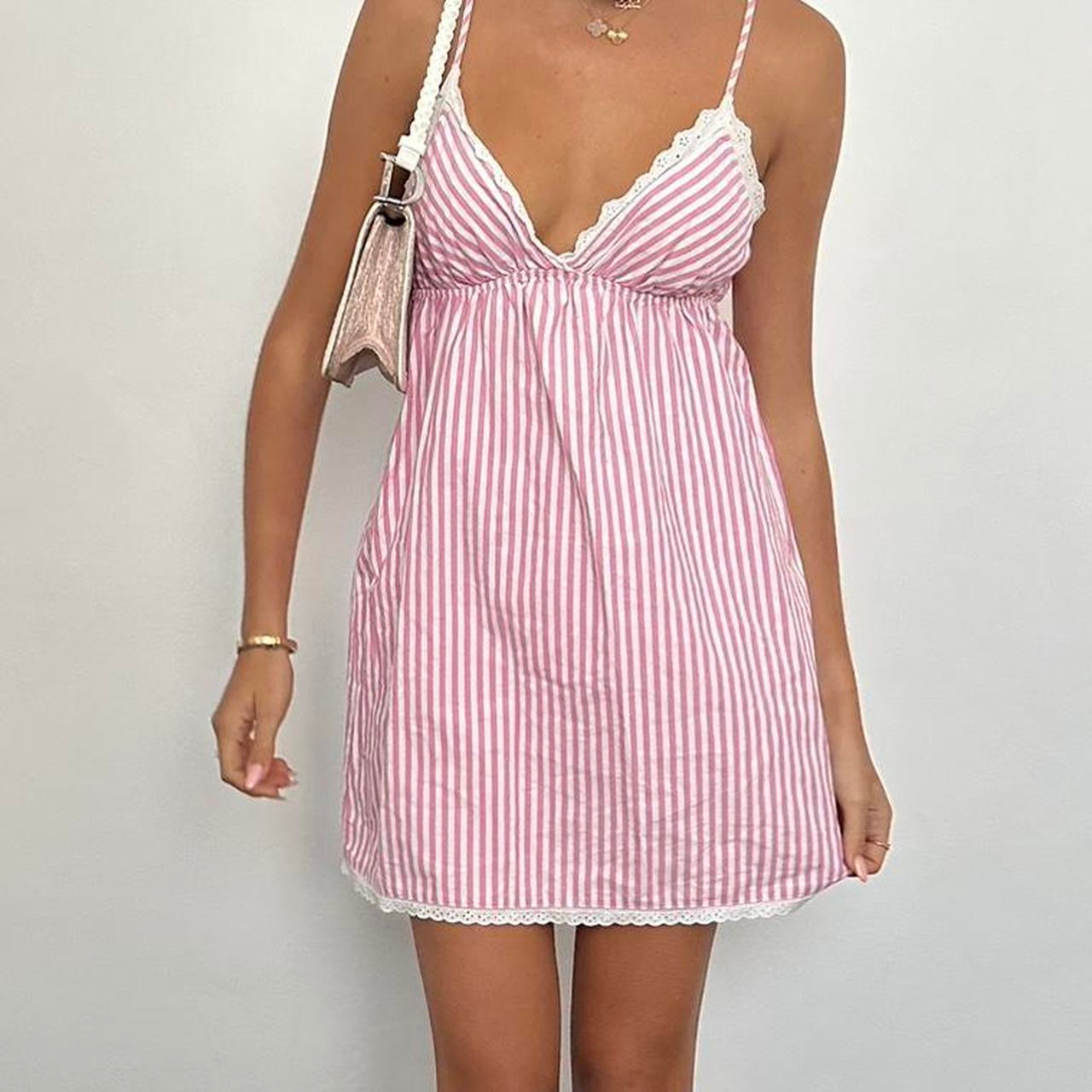 Vintage pink striped babydoll dress