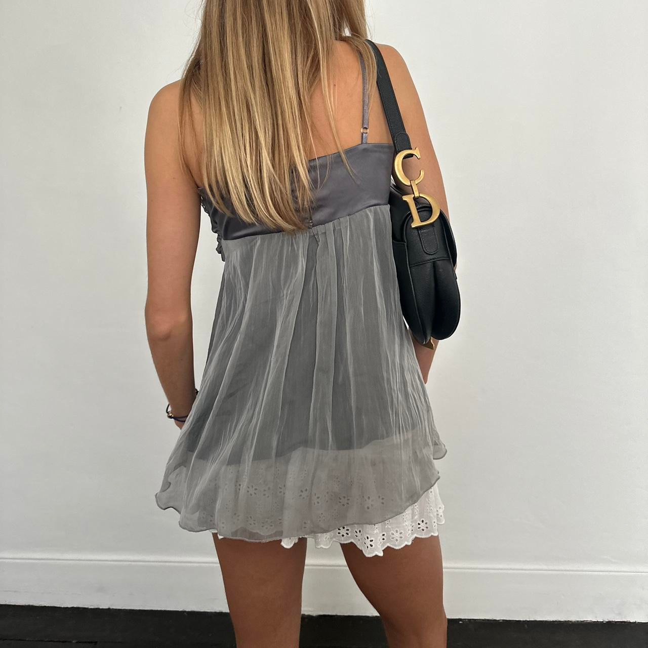 Vintage grey silver sequin embellished top