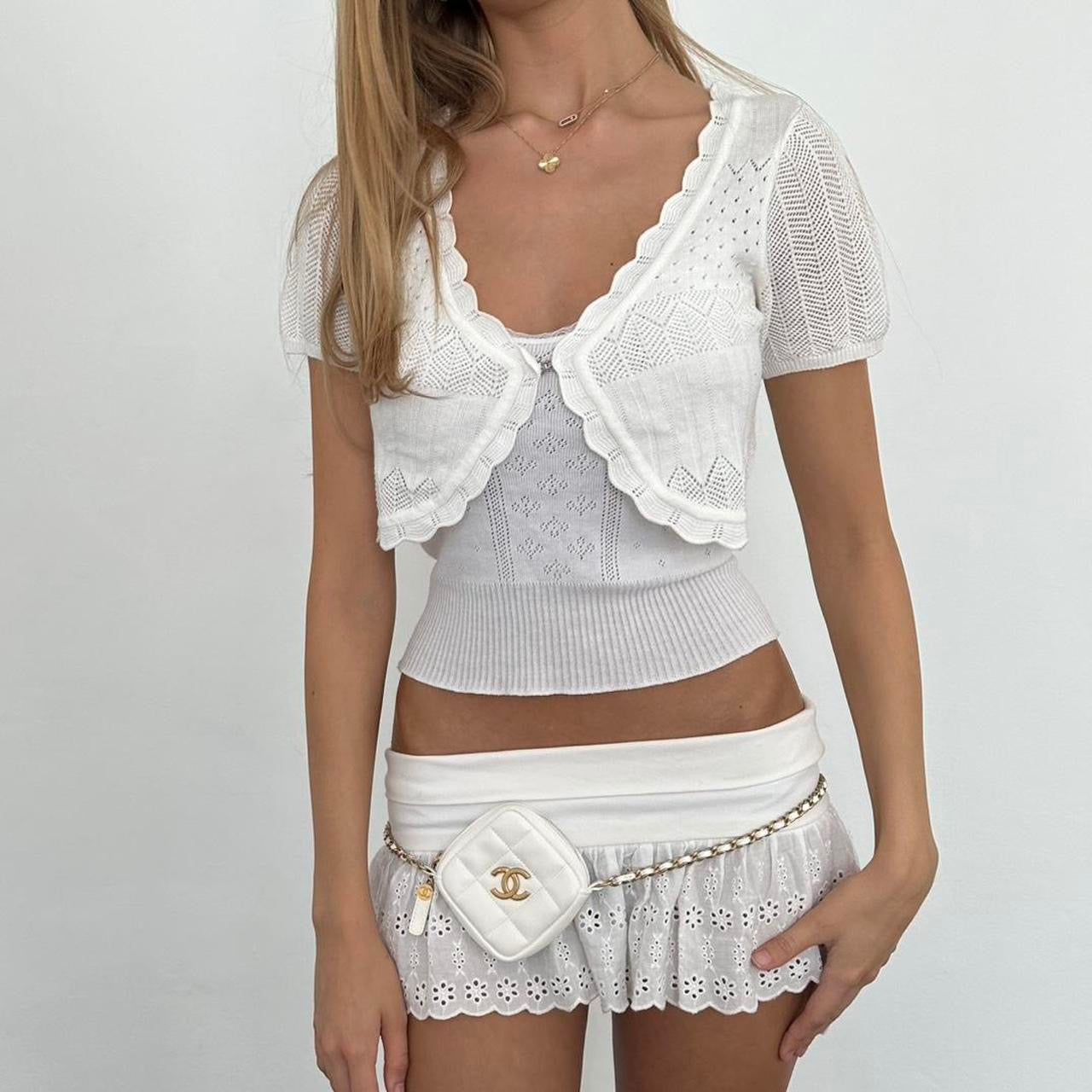 Vintage white delicate layering cardigan