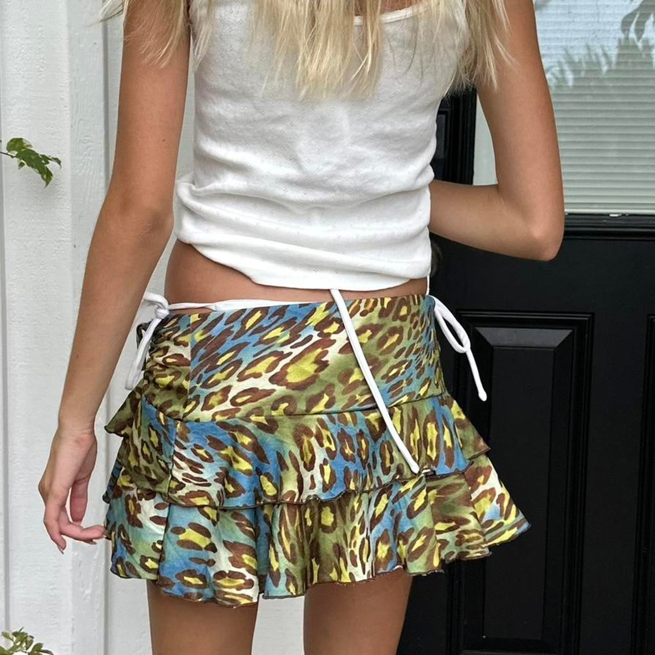 Vintage 90’s leopard layered mini skirt