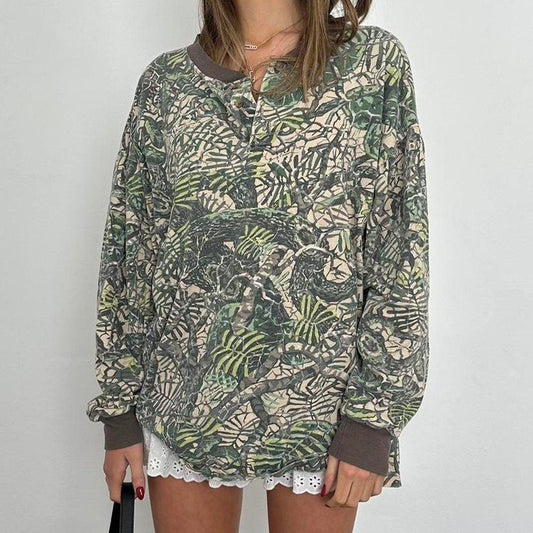 Vintage long sleeve camouflage top