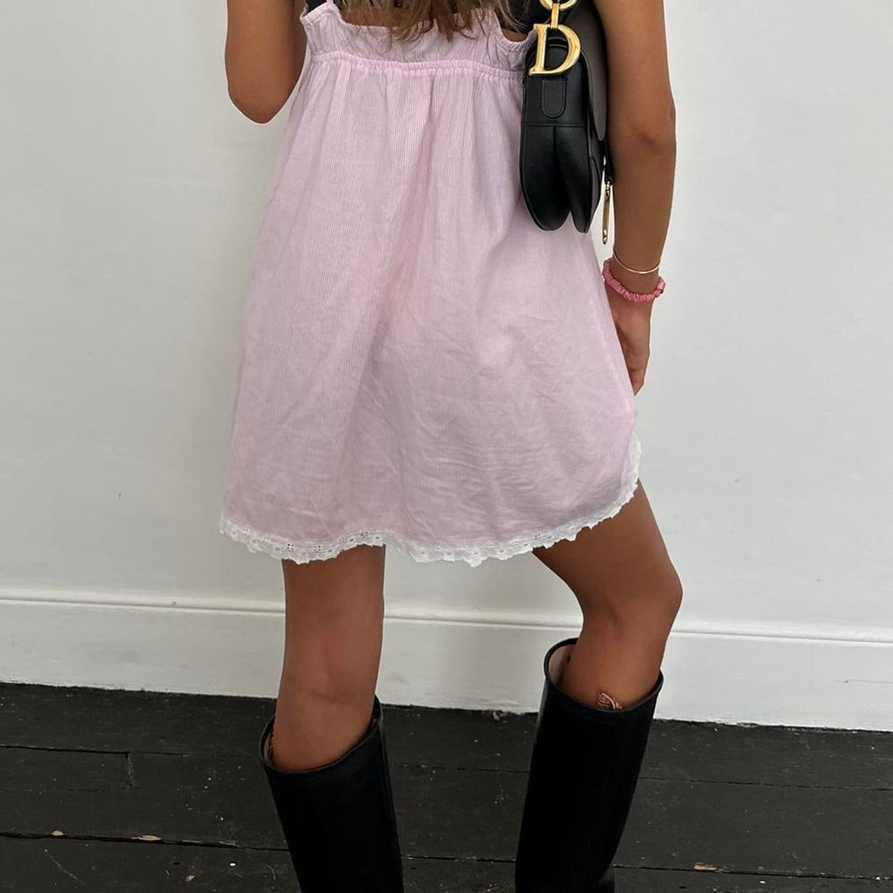 Vintage 90s white and pink striped babydoll dress 🌸