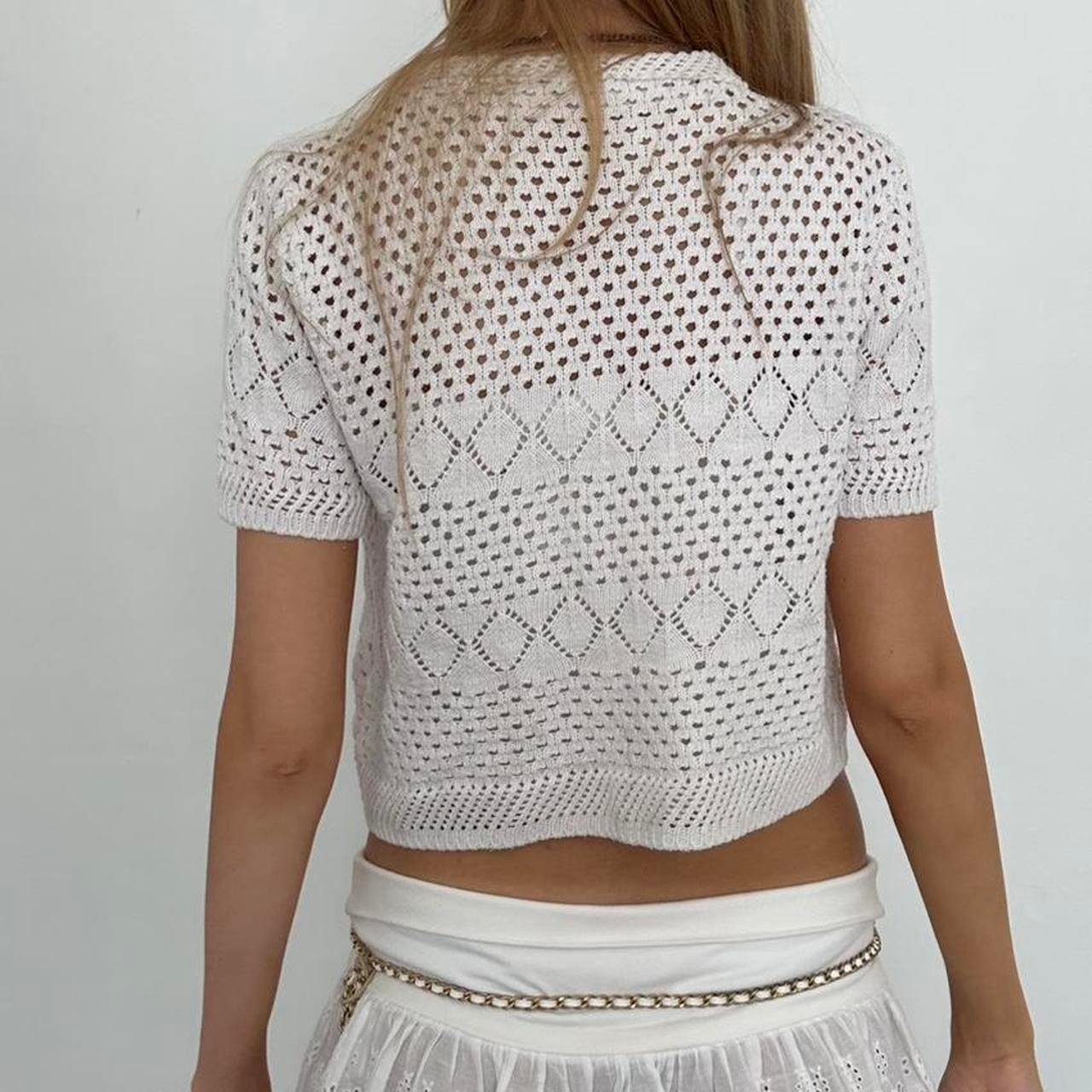 Vintage white crochet layering top