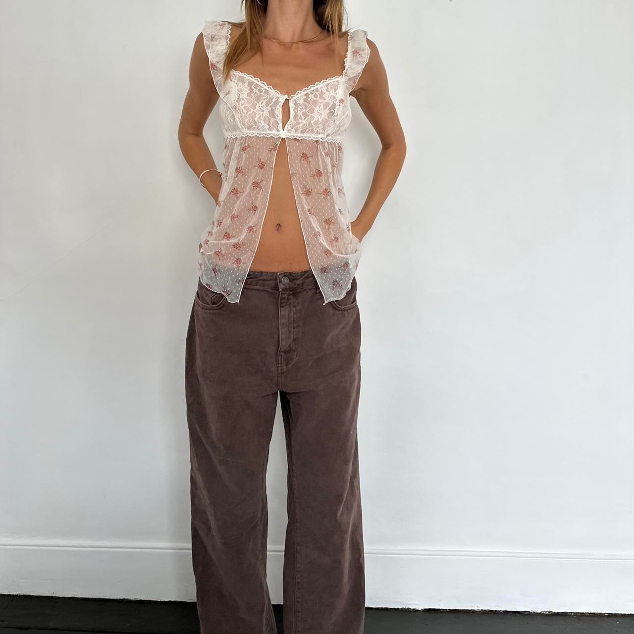 Vintage Victorias Secret 90s delicate open mesh top