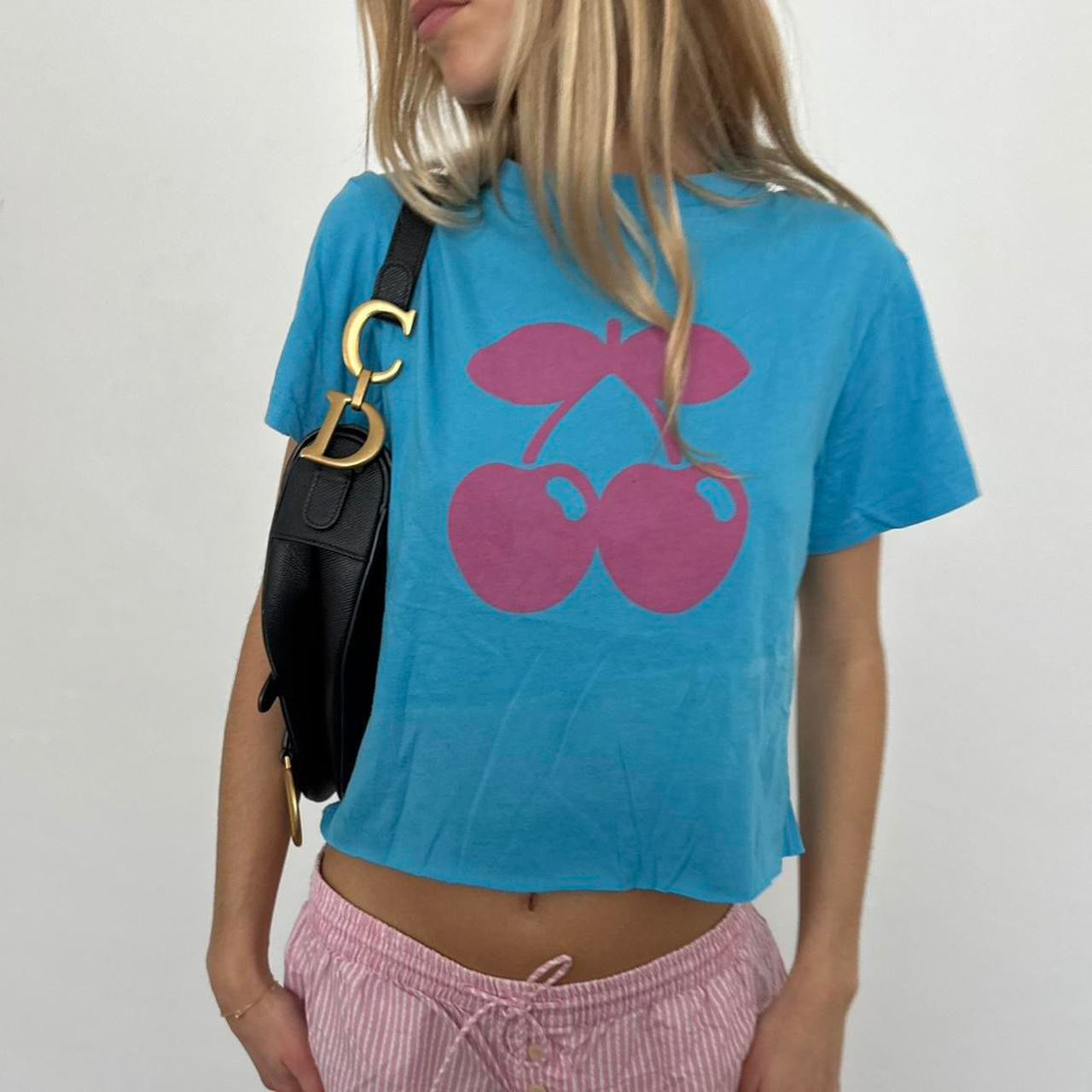 Vintage Pacha pink and blue cherry baby tee