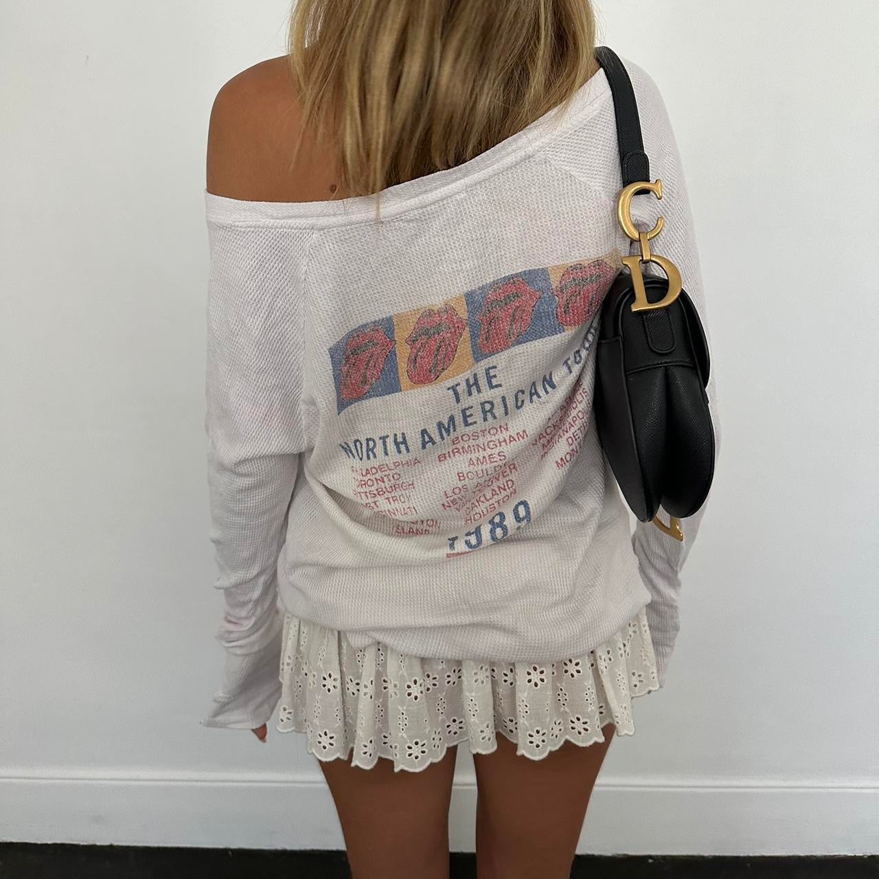 Vintage Rolling Stones white long sleeve top