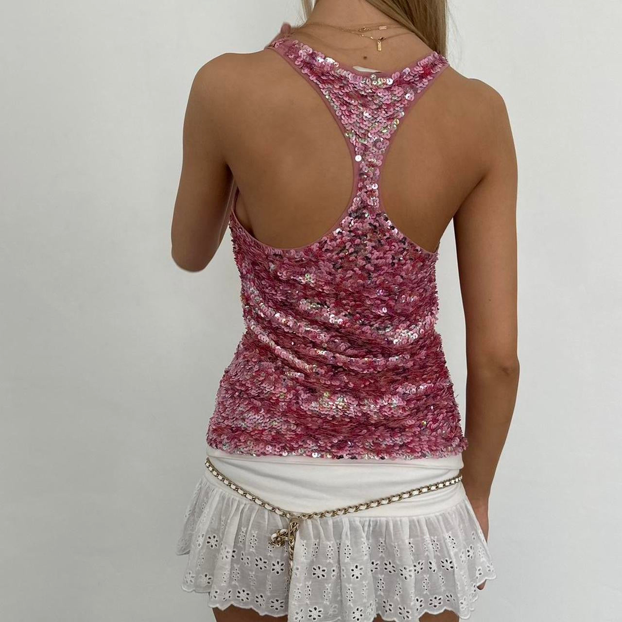 Vintage pink sequin top