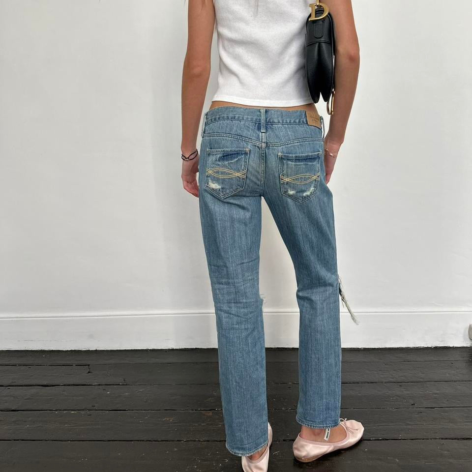 Vintage Abercrombie and Fitch early 2000s blue wash jeans