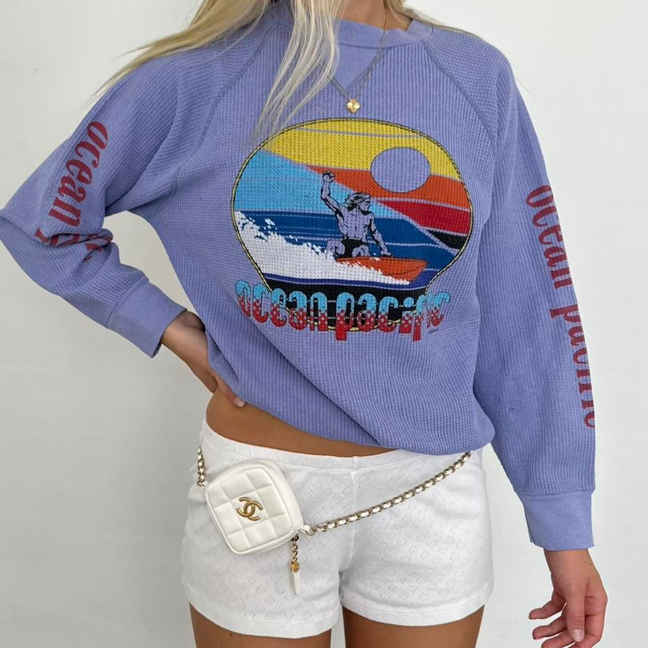 Vintage rare 1990s waffle surf long sleeve top