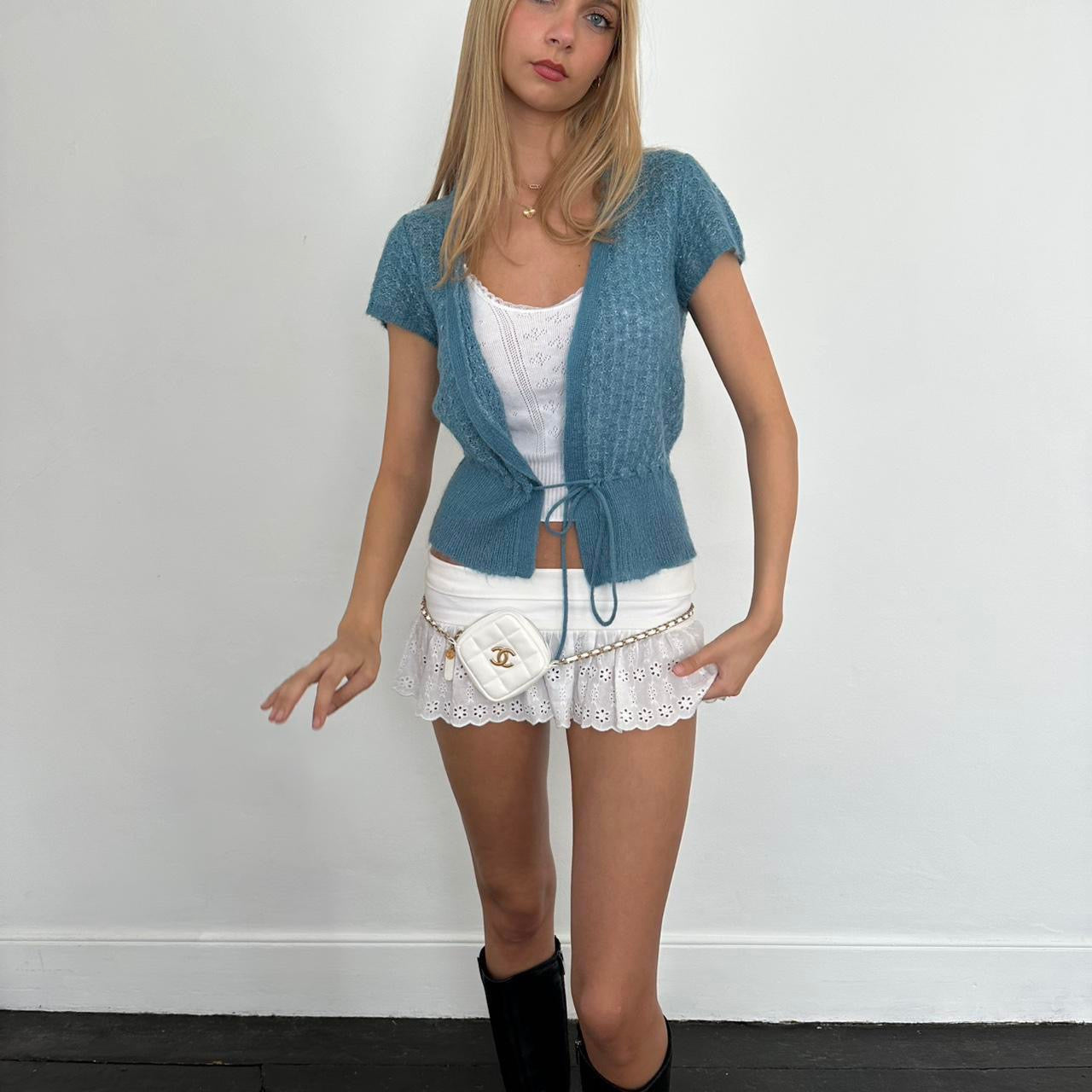 Vintage blue delicate layering top