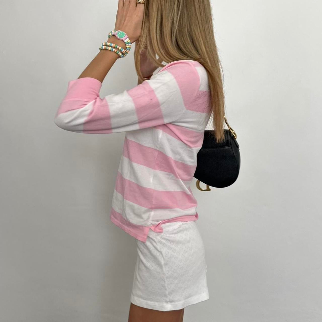 Vintage Ralph Lauren pink and white stripe polo top