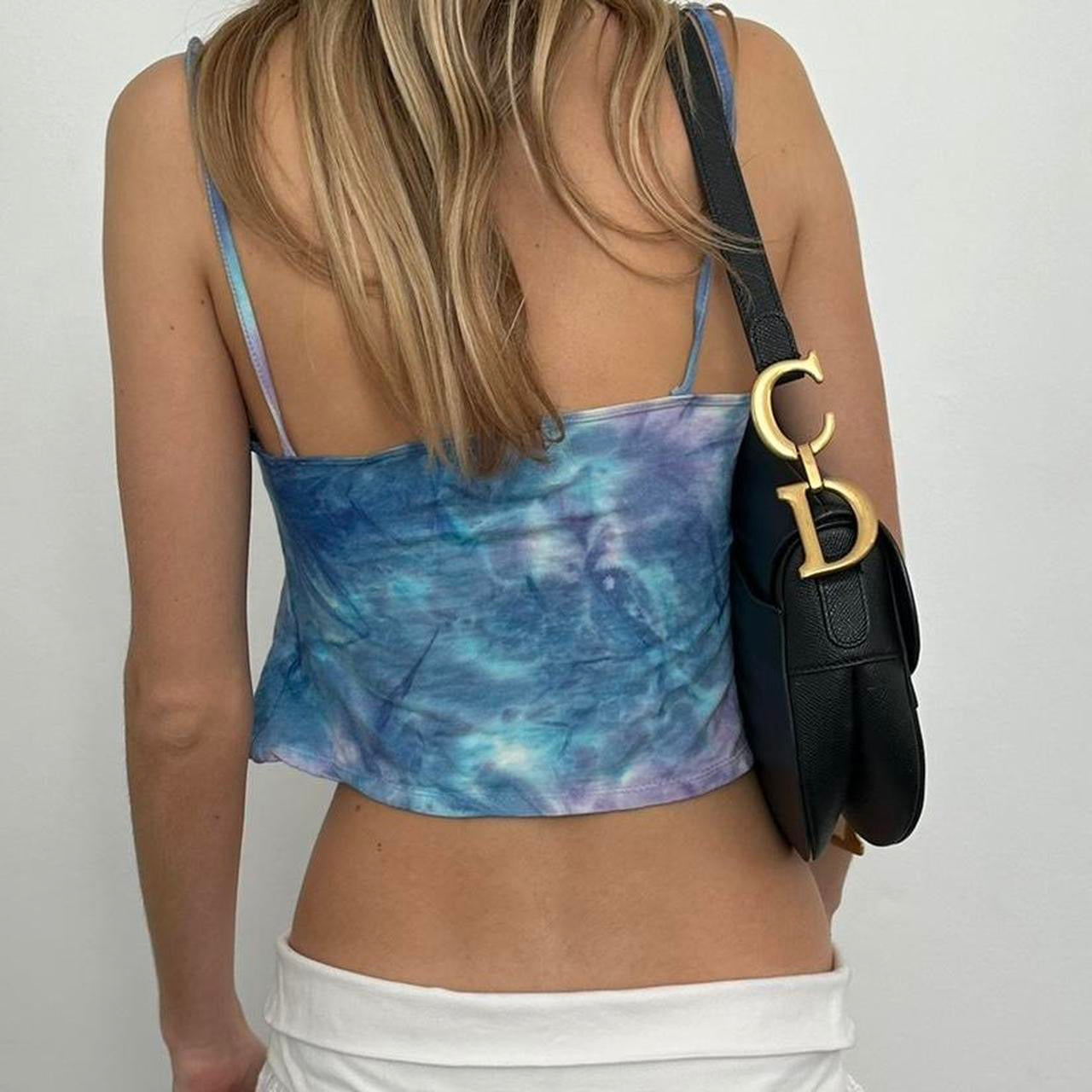 Vintage 2000s crochet tie dye tank top