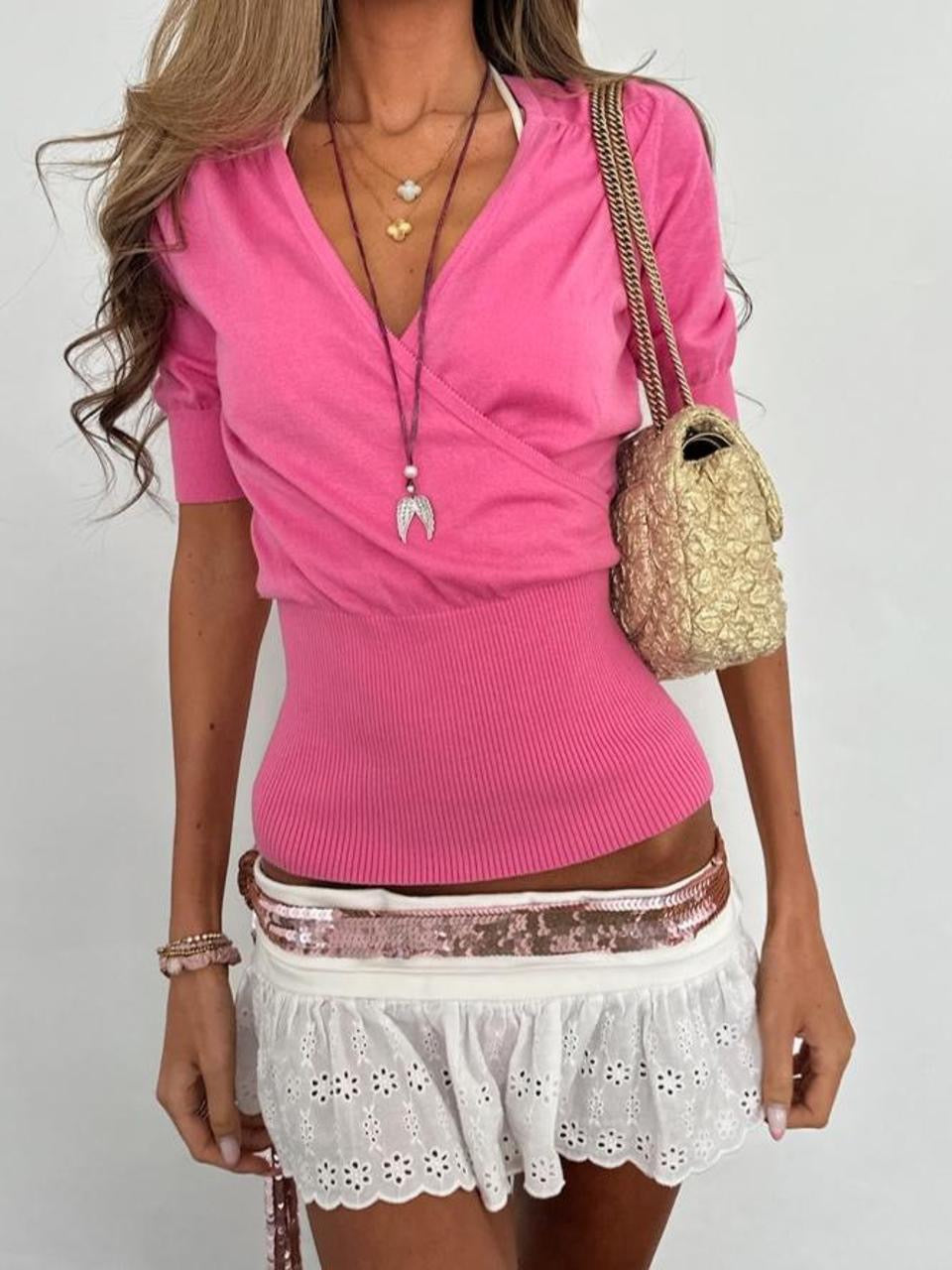Vintage 00’s pink wrap up top