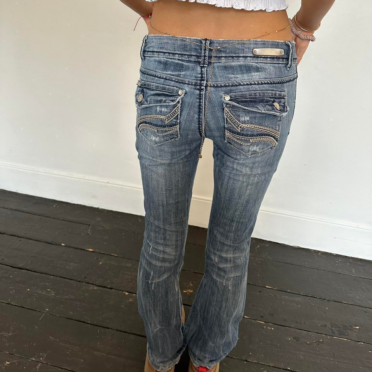 Vintage RARE distressed blue wash jeans