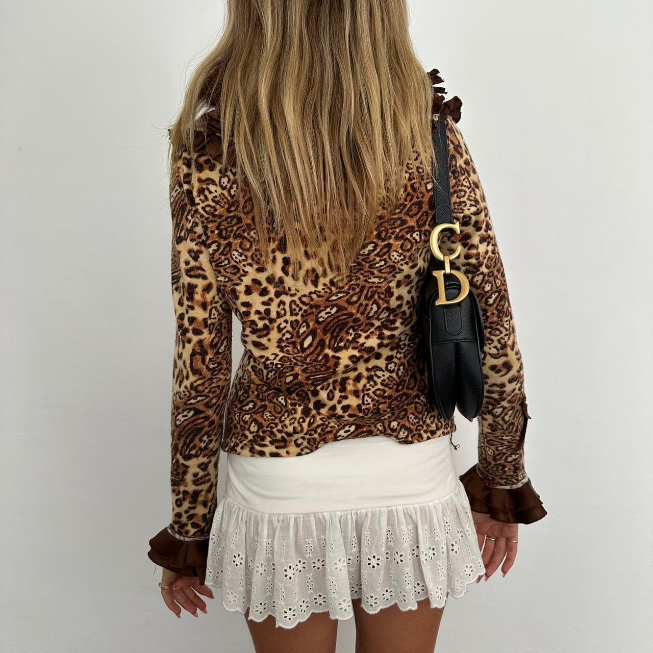 Vintage 90’s leopard print tie up cardigan