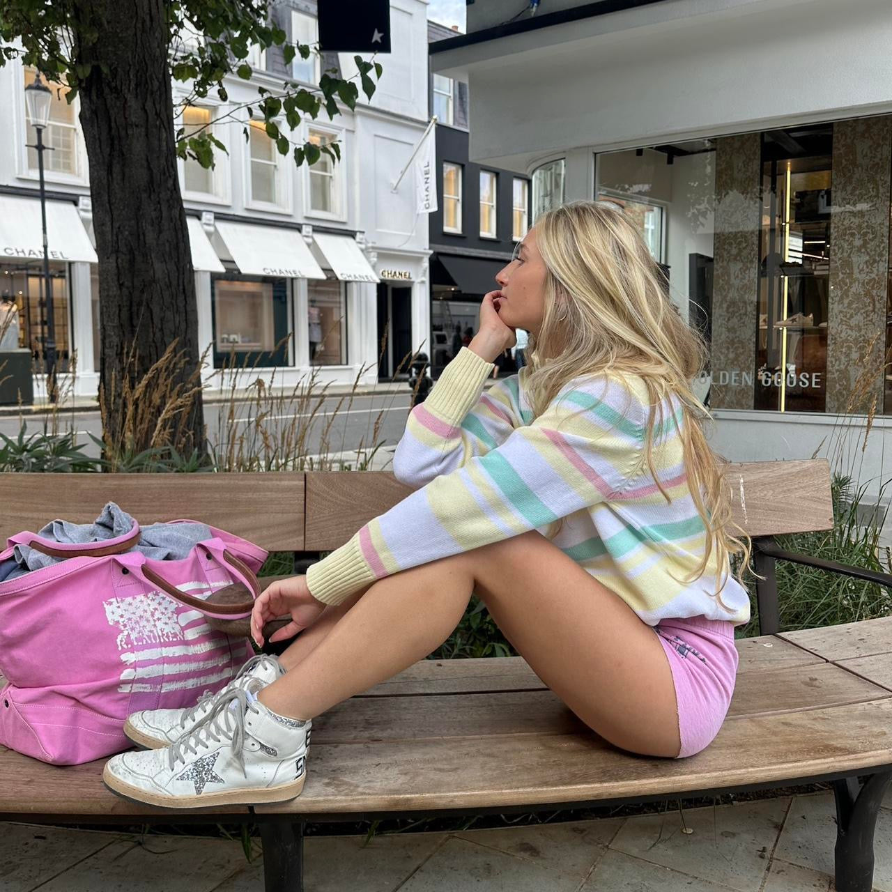 Vintage 90’s pastel striped yellow colourful knit zip up