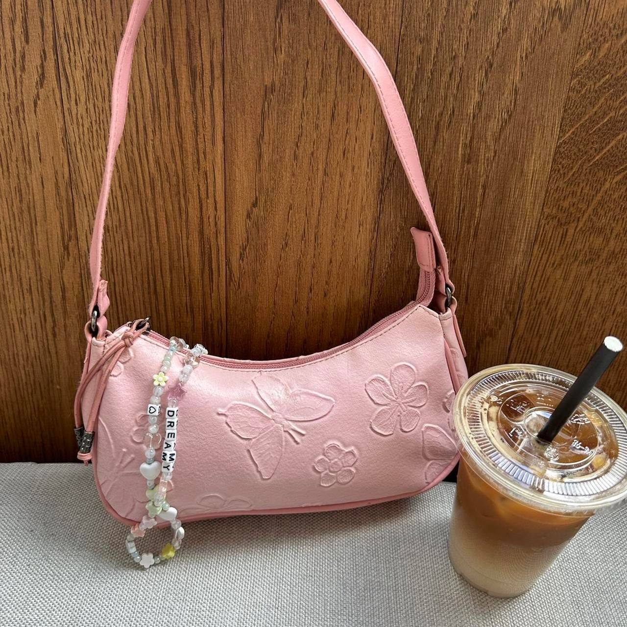 Vintage baby pink butterfly bag 🌸