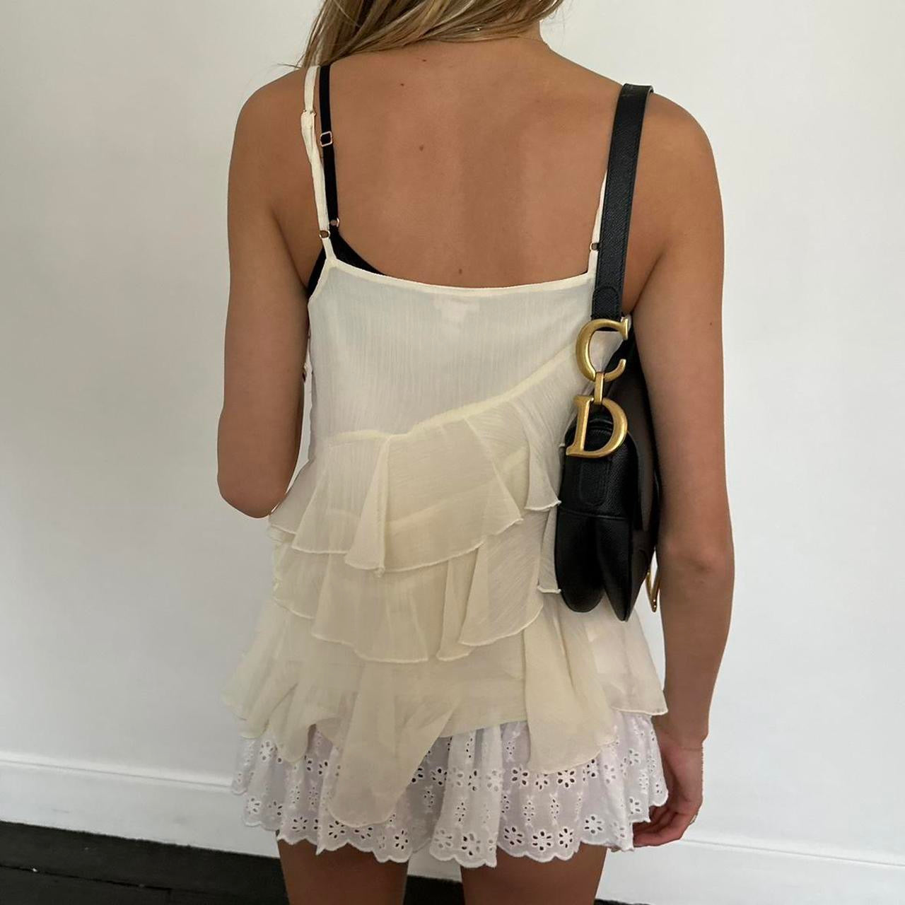 Vintage cream ruffle top