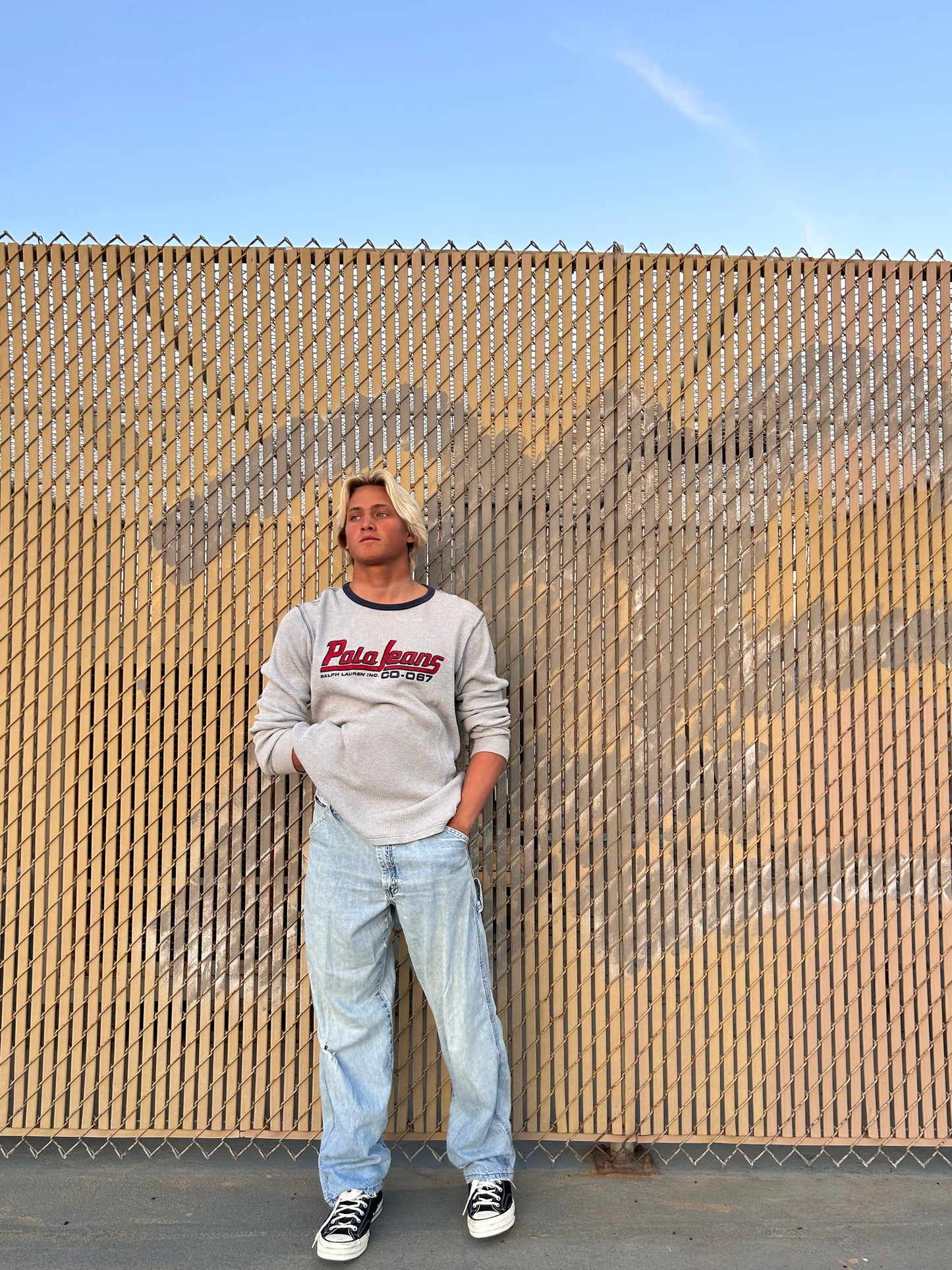 Vintage Polo Ralph Lauren grey waffle long sleeve top