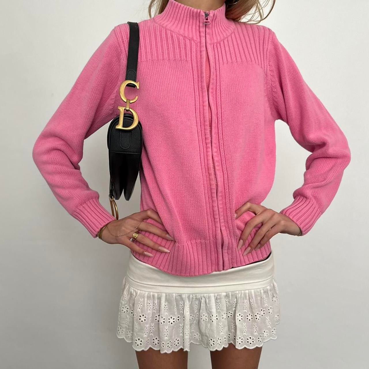 Vintage 2000’s zip up pink knitted sweater
