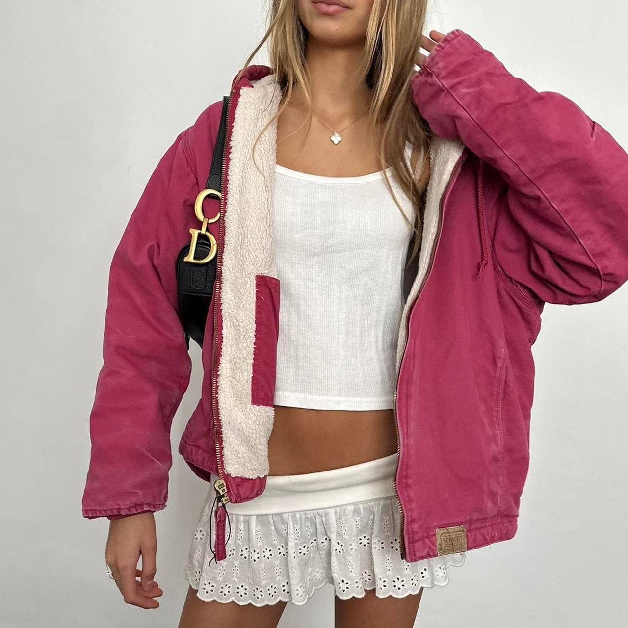 Vintage 90ās dark pink fleece jacket š¤