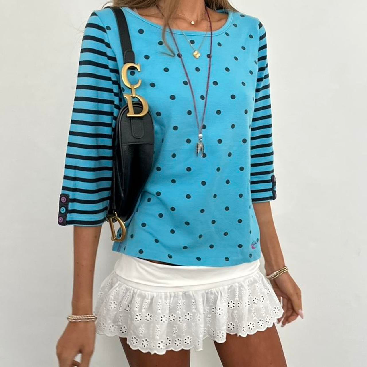 Vintage 2000’s blue polka dot top