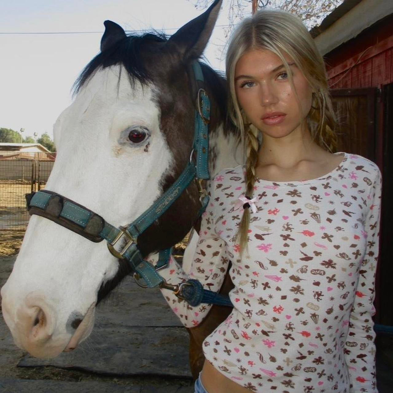 Vintage American waffle pattern long sleeve top