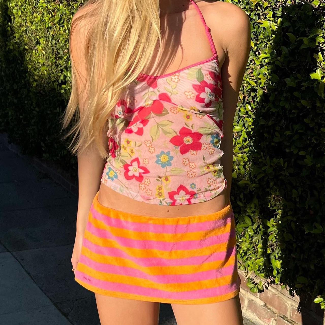 Vintage 90s floral print mesh cami top 🌺