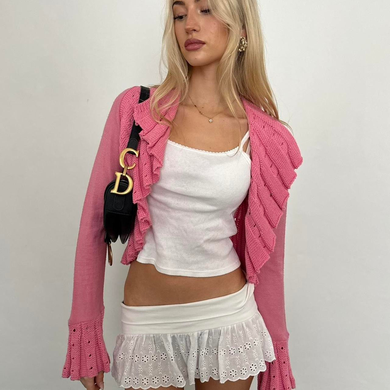 Vintage pink long sleeve cardigan top
