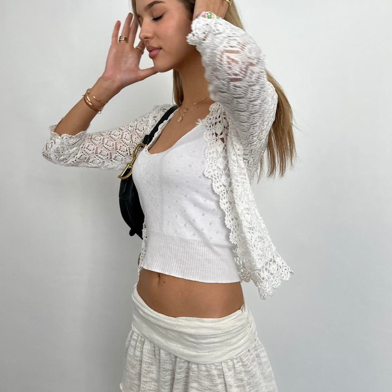 Vintage white crochet cardigan top