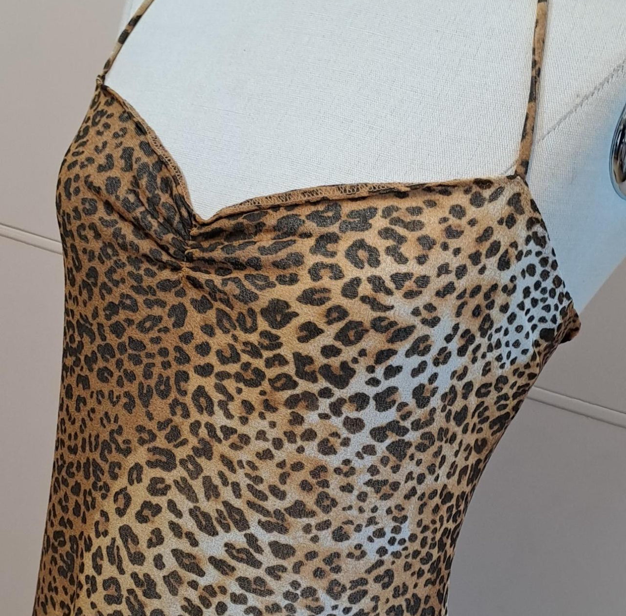Vintage Antibes French 90’s Leopard print halter neck dress