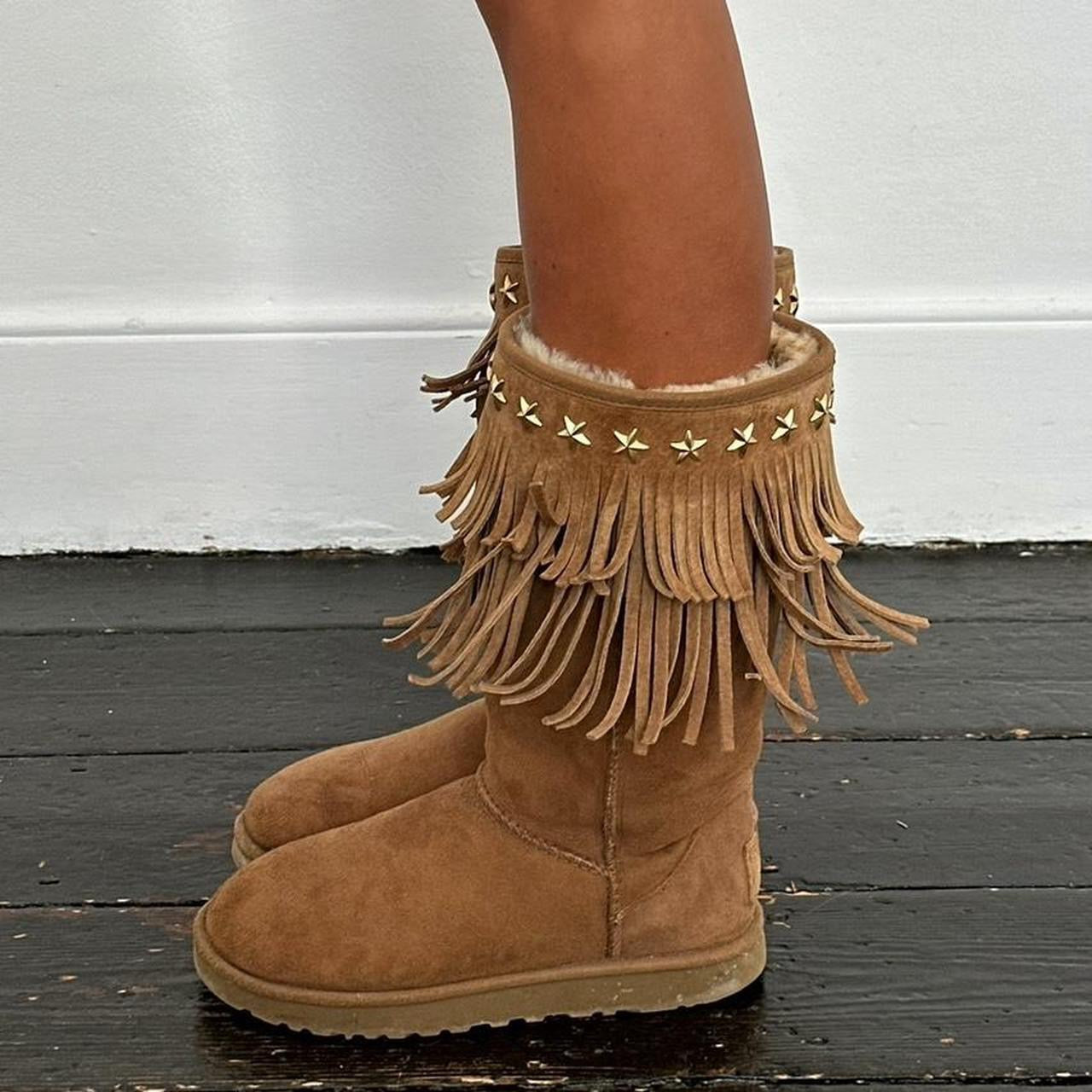 UGG&JIMMY CHOO アグ&ジミーチュウコラボ ブラウン ムートンブーツ UGG×JIMMY CHOO(アグ×ジミーチュウ) Star studded mouton boots スター
