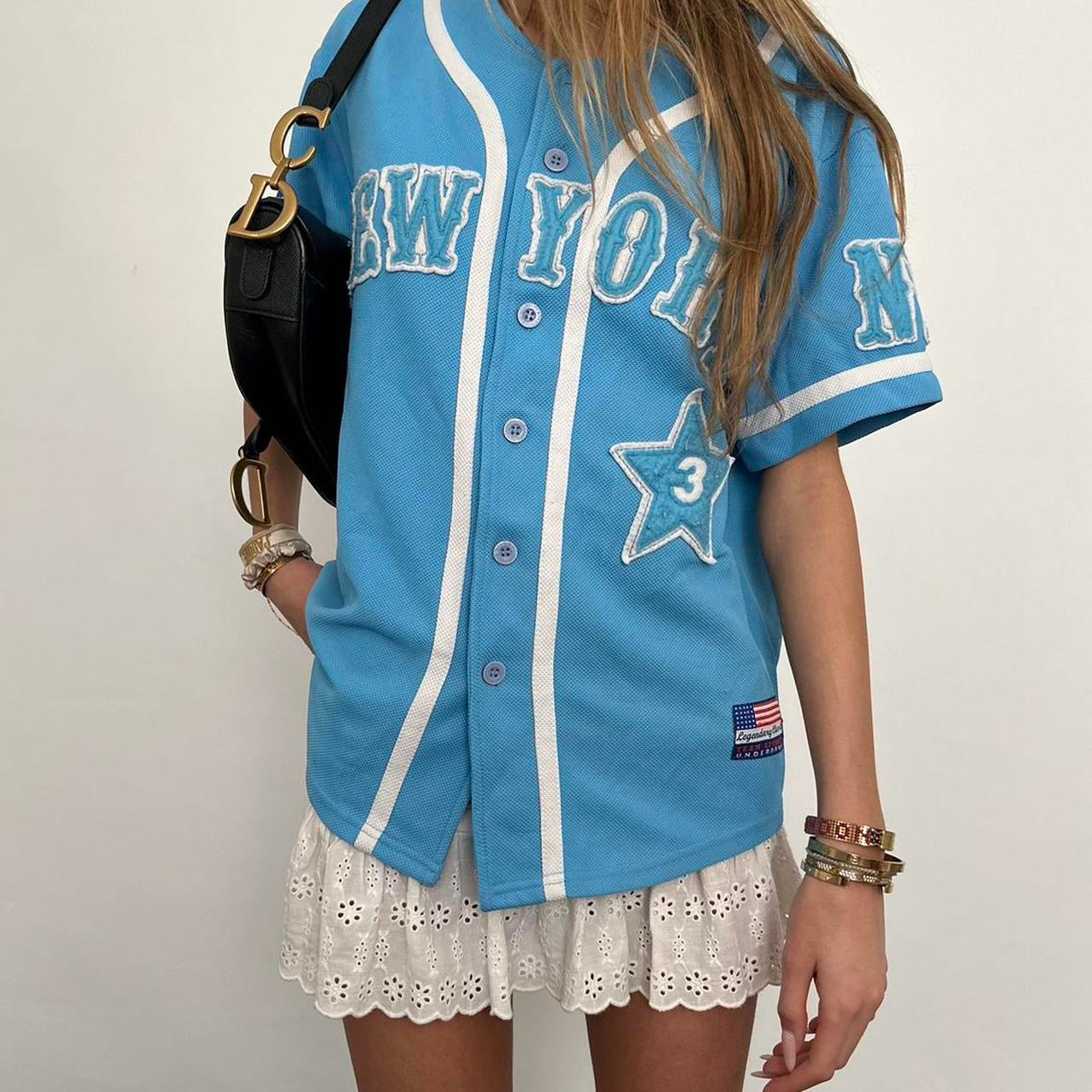 Vintage 2000ās NEW YORK short sleeves blue jersey š©µš¬š“