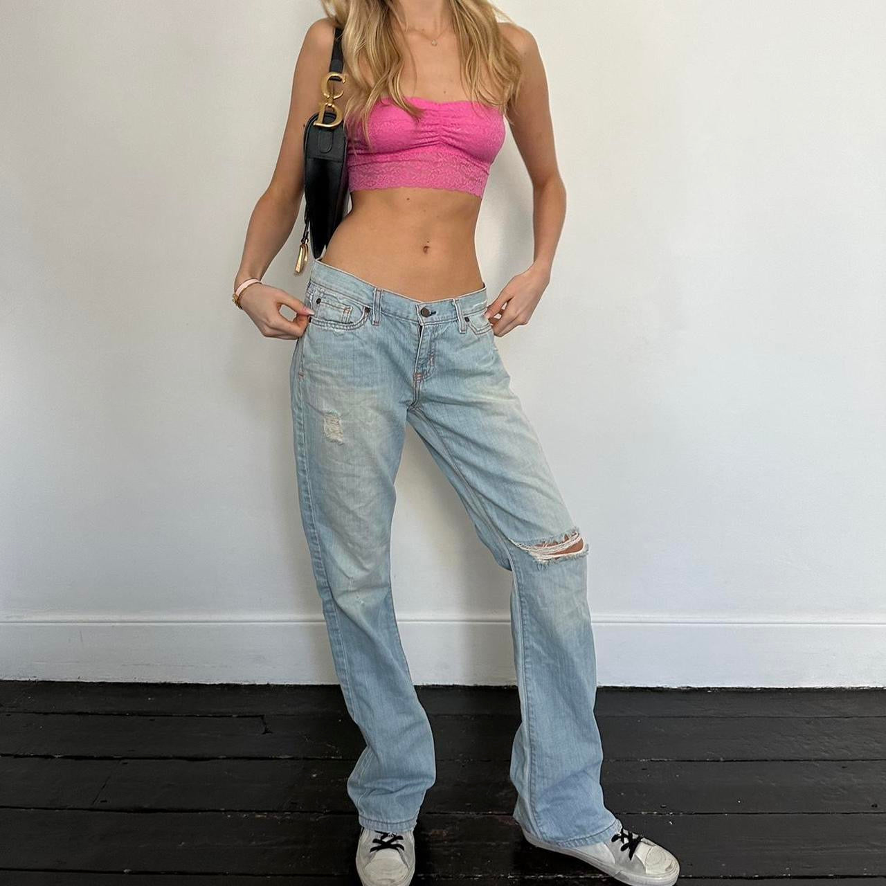 Vintage early 2000s Abercrombie and Fitch blue wash relaxed jeans