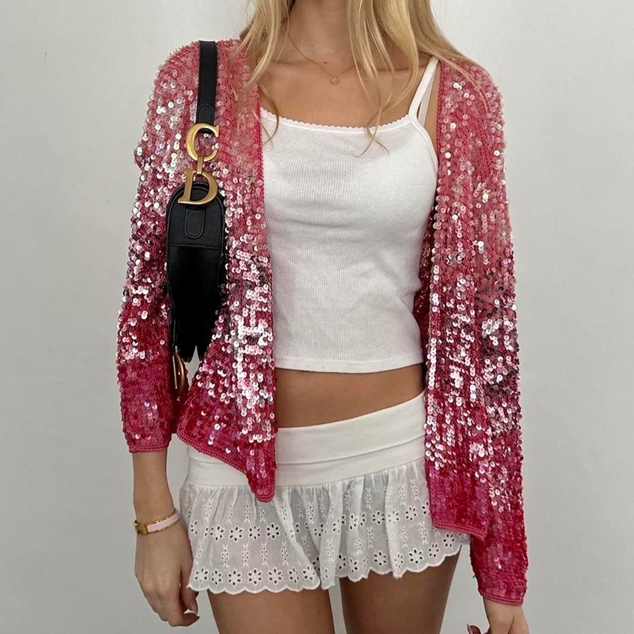 Vintage 90’s pink sequin cardigan