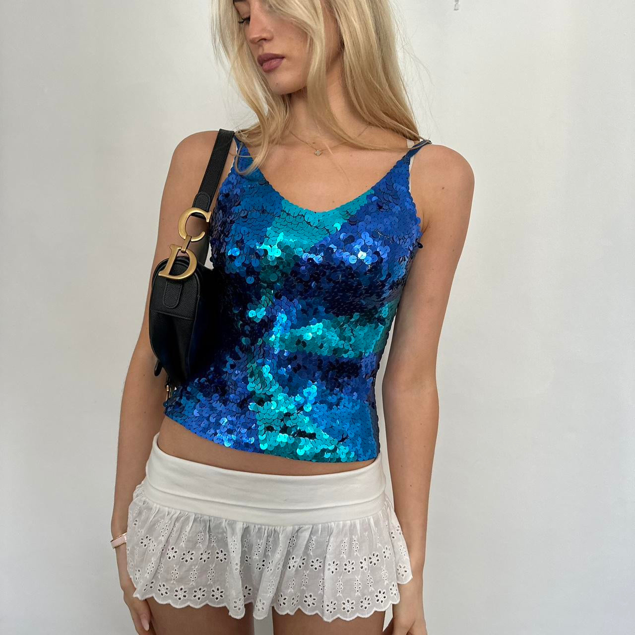 Vintage 90’s blue sequin cami top