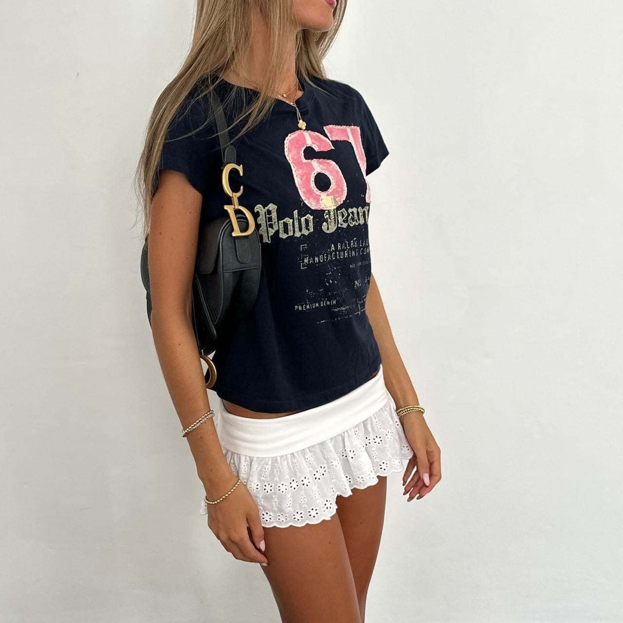 Vintage Ralph Lauren pink 67 graphic baby tee