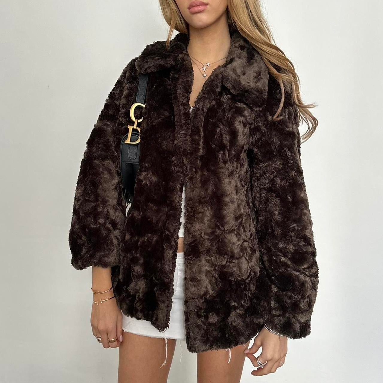 Vintage 2000’s brown faux fur jacket